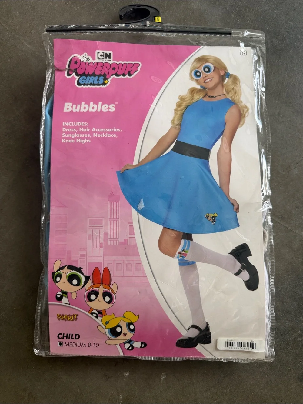 Spirit Bubbles Blue Dress Costume with Black Belt